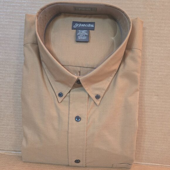 SOLD!St. John's Bay Men's Big and Tall Long Sleeve Button Down 2XLXT Taffy Brown - Picture 1 of 6